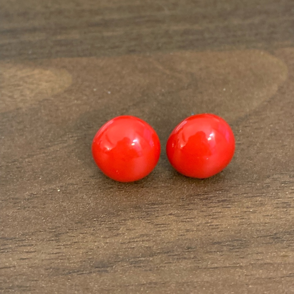 Vibrant Red Ball Earrings
